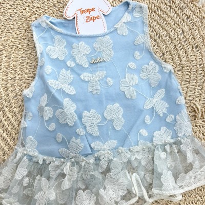 Conj. Blusa de Renda Azul e Short Off
